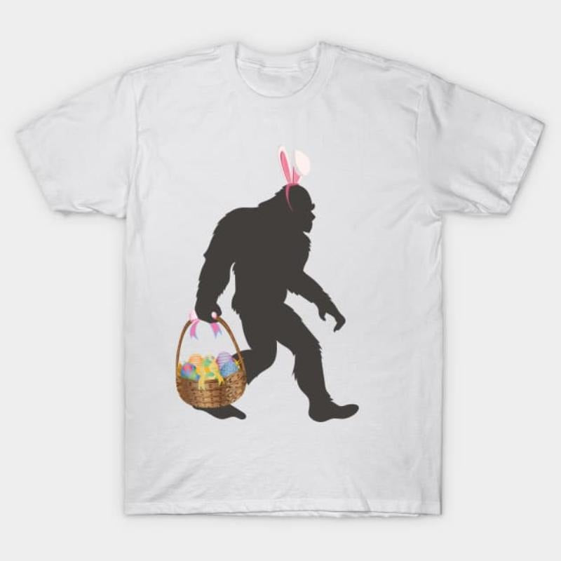 Funny Bigfoot Easter Design with Easter Basket T-Shirt Hoodie, Sweatshirt | PodTeesHub.com