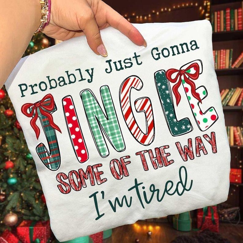 Funny Christimas Probably just gonna gingle some of the way sweatshirt Coquette Preppy Bow Retro hoodie Frames Hand Drawn...