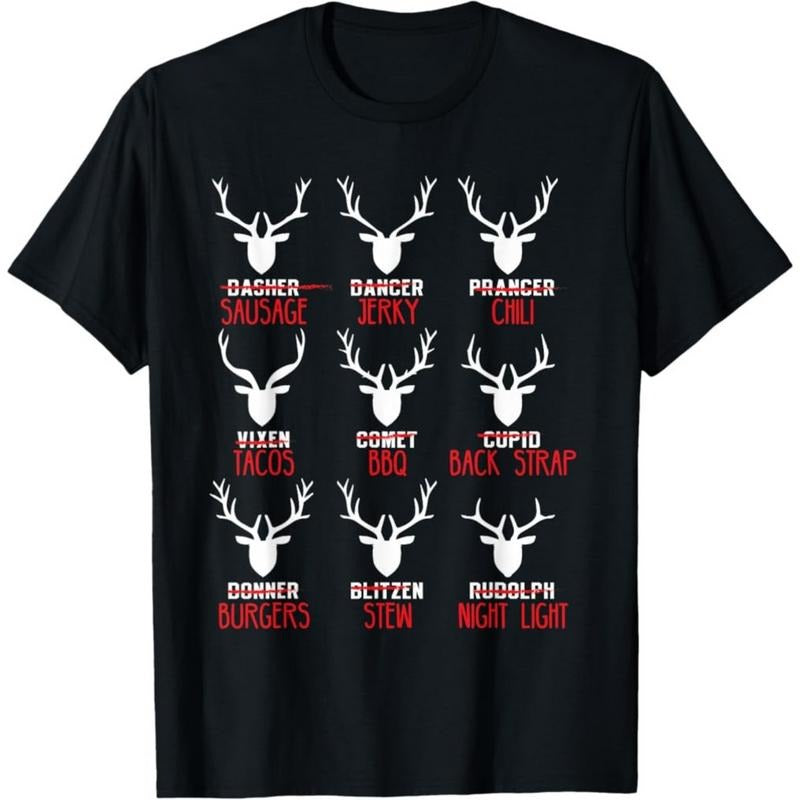 Funny Christmas Deer Hunters All of Santa's Reindeer Design T-Shirt Hoodie, Sweatshirt | PodTeesHub.com