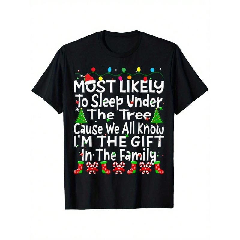Funny Christmas T-Shirt - 'Most Likely To Sleep Under The Tree, I'm The Gift' Unisex Cotton Tee With Festive Holiday...