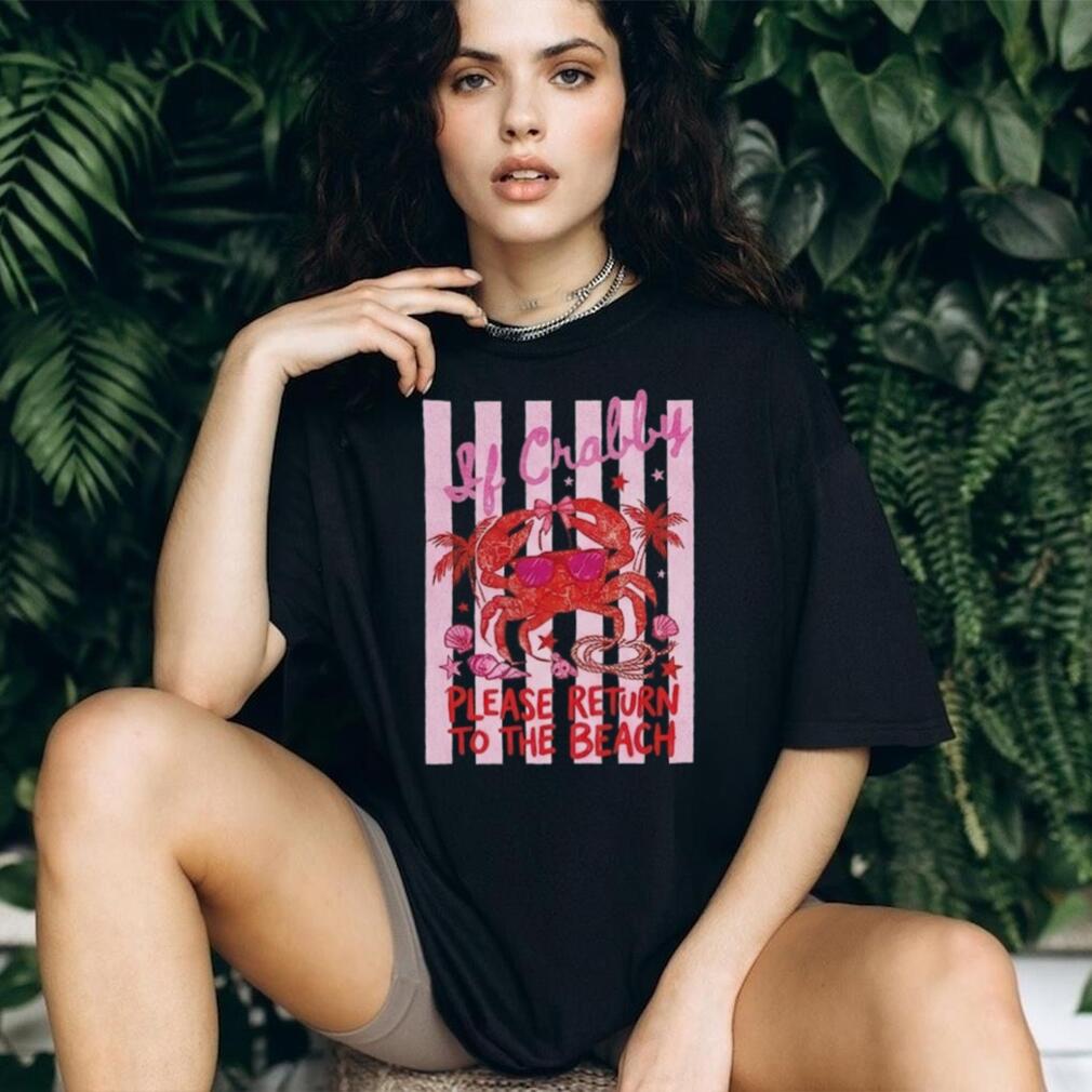 Funny Crabby Beach Summer Vacation Retro Striped Graphic T Shirt