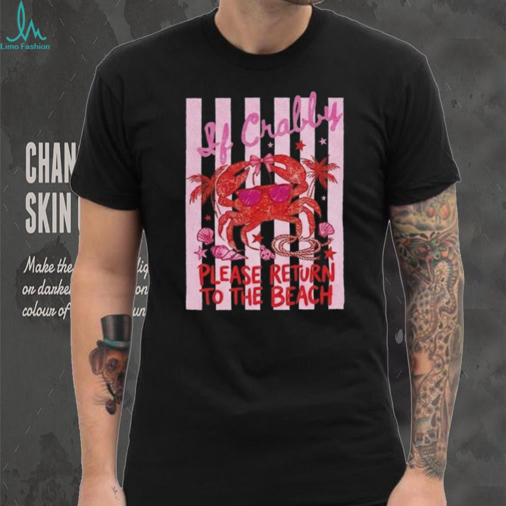 Funny Crabby Beach Summer Vacation Retro Striped Graphic T Shirt
