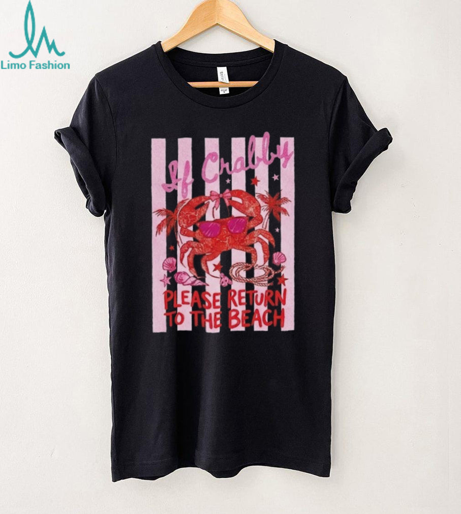 Funny Crabby Beach Summer Vacation Retro Striped Graphic T Shirt