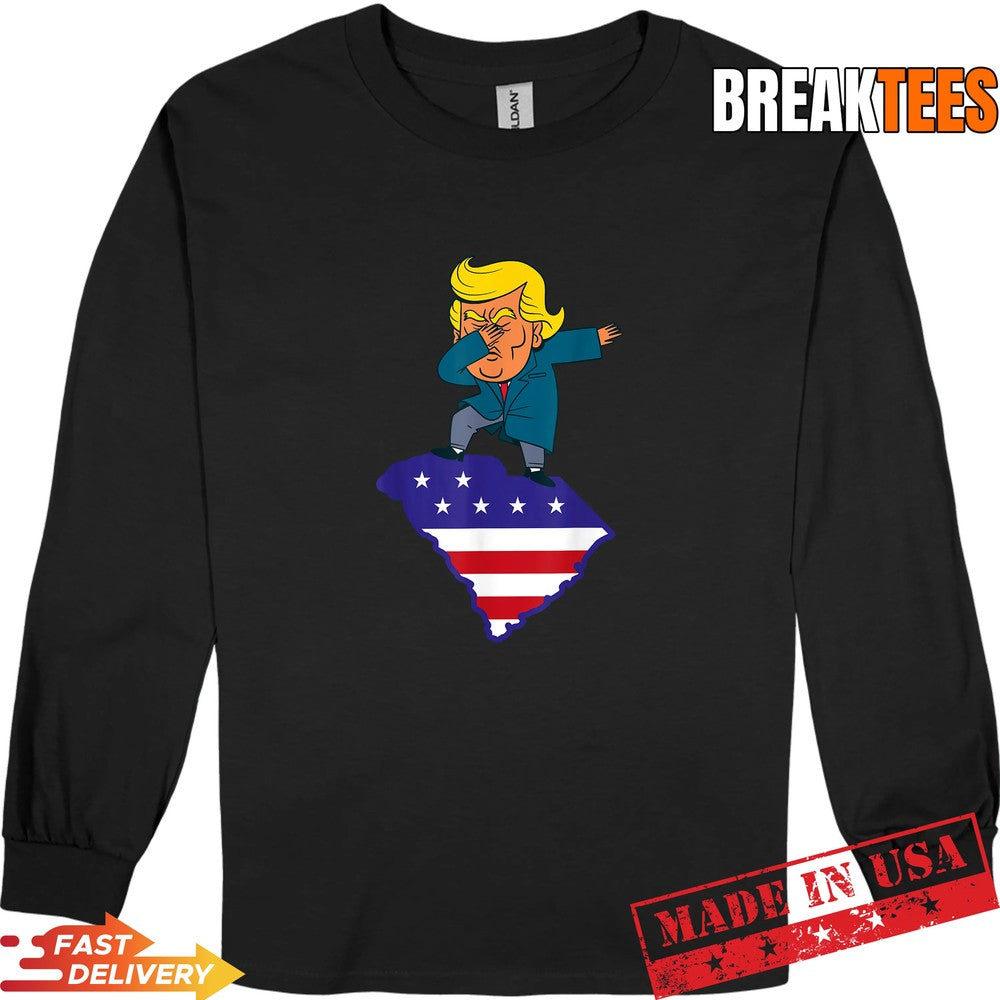 Funny Dabbing Donald Trump US Election South Carolina Map T-Shirt
