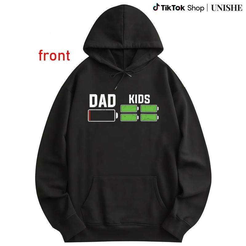 Funny Dad Low Battery Kids Full Battery Long Sleeve Hoodie for Parents T-Shirts, Sweatshirt | PodTeesHub.com