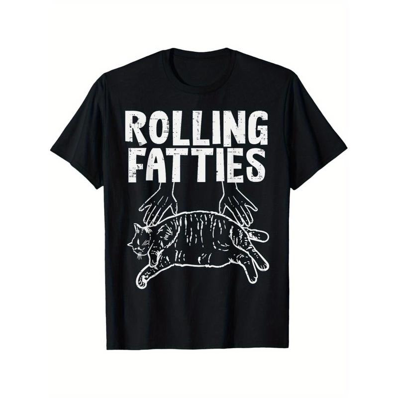 Funny Fat Cat Rolling Fatties T-Shirt For Men And Women Unisex Casual Short Sleeve Autumn Fashion Wear Hoodie, Sweatshirt