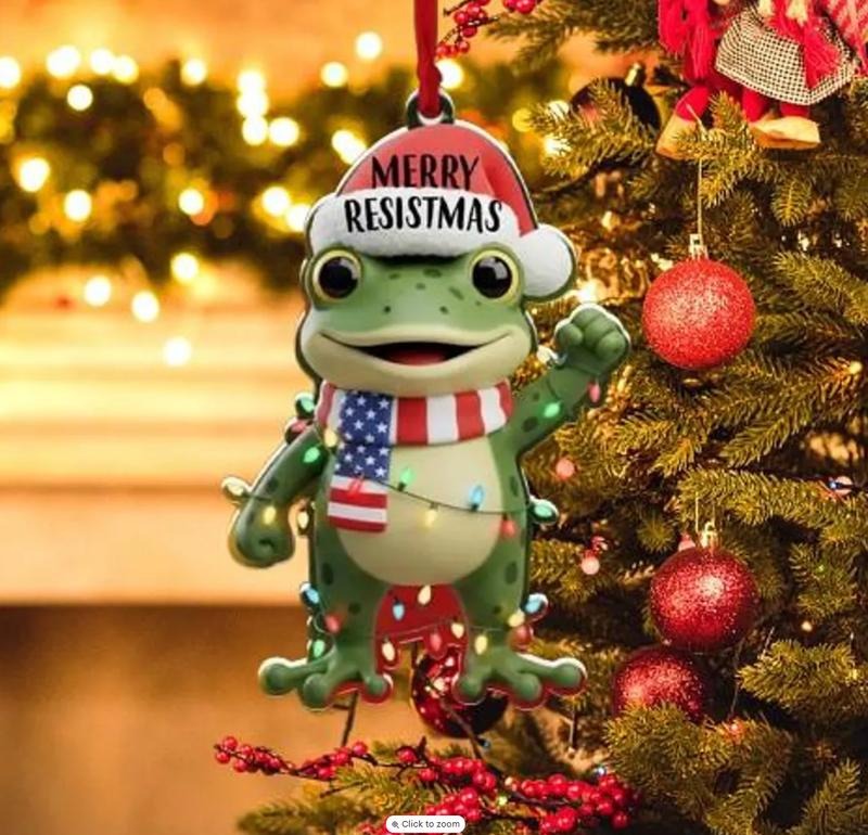 Funny Frog Christmas Ornament, Merry Resistmas 2025 Ceramic Ornament, Funny Political Frog Christmas, Freedom Frog, Funny...