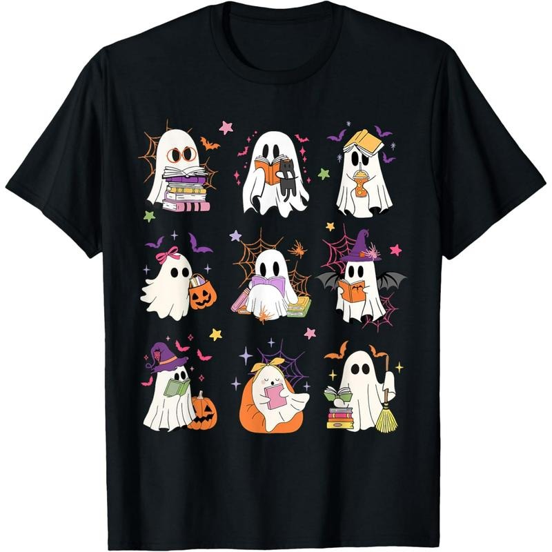 Funny Ghost Book Reading Halloween Books Lover Teacher Kids T-Shirt Hoodie, Sweatshirt | PodTeesHub.com