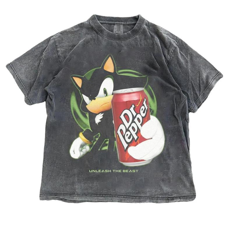 Funny Hedgehog Soda Shirt, Unlesh The Beast T-Shirt, Shadow the Hedgehog Shirt, Sonic Shirt Speedy Cartoon Animal Graphic...
