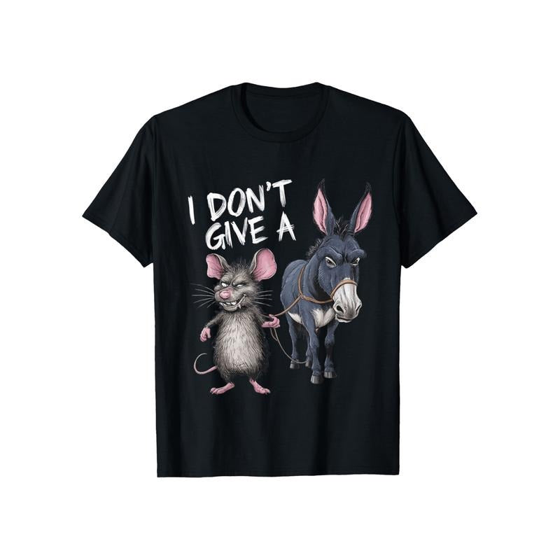 Funny I Dont Give A Mouse Donkey Graphic T Shirt For Men Plus Size 180g Cotton Retro Loose Fit Short Sleeve Casual Tee...