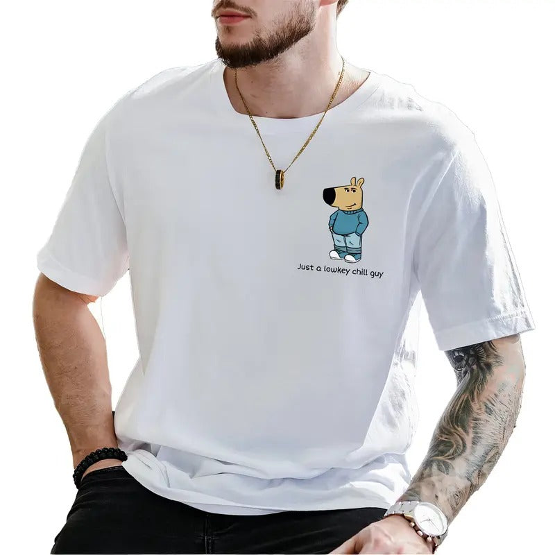 Funny Meme Graphic Tee, Just A Lowkey Chill Guy T-shirt, Dog Meme Chill Guy Unhinged Tee For Men, Funny Gift For Him...
