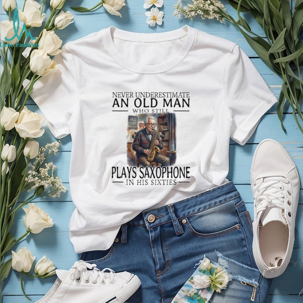Funny Old Man Saxophone Player In His Sixties Shirt
