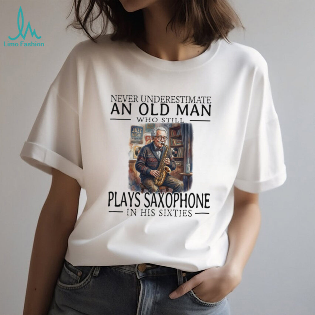 Funny Old Man Saxophone Player In His Sixties Shirt