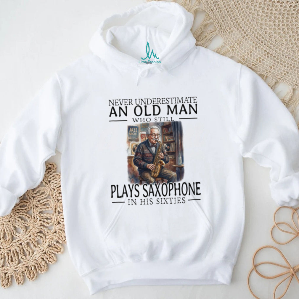 Funny Old Man Saxophone Player In His Sixties Shirt