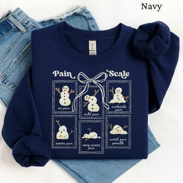 Funny Pain Scale Christmas Nurse Shirt Sweatshirt, Medical Holiday Nurse Tee, Healthcare Worker Humor Top, Cute Xmas Gift...