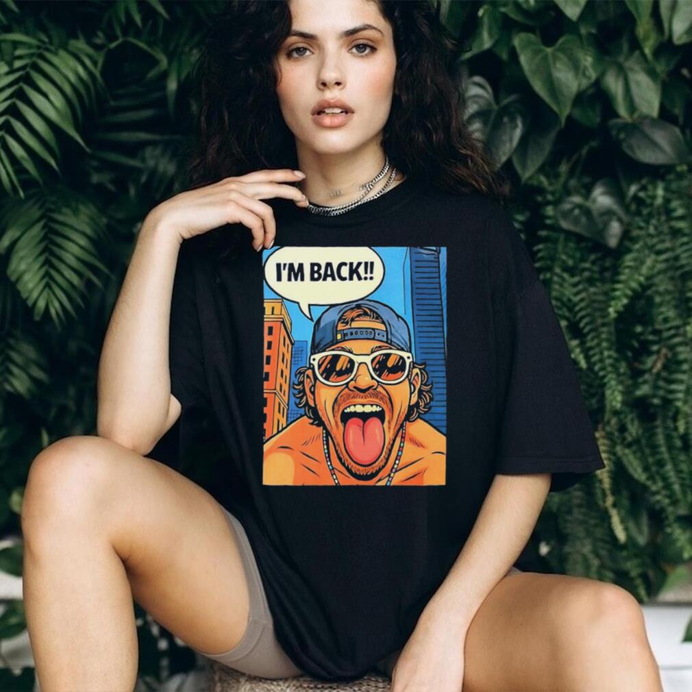 Funny Pop Art I Am Back Tongue Out Sunglasses Graphic Crewneck T Shirt