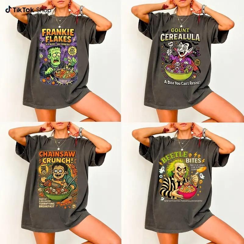 Funny Retro Horror Characters Shirt, Spooky Halloween Character Tee, Trendy Halloween T-Shirt, Gift for Women for Men...