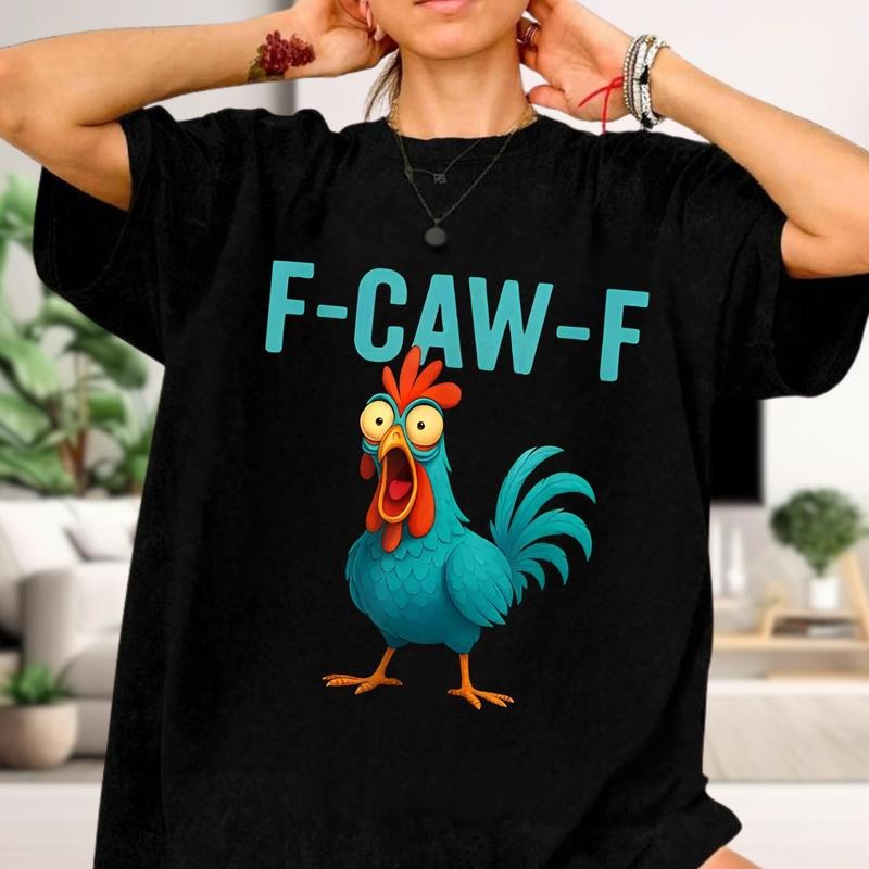 Funny Rooster Chicken Farm Animal Humor Bird Lovers Shirt, F-CAW-F Chicken Humor Shirt, Silly Farm Animal Tee Hoodie,...
