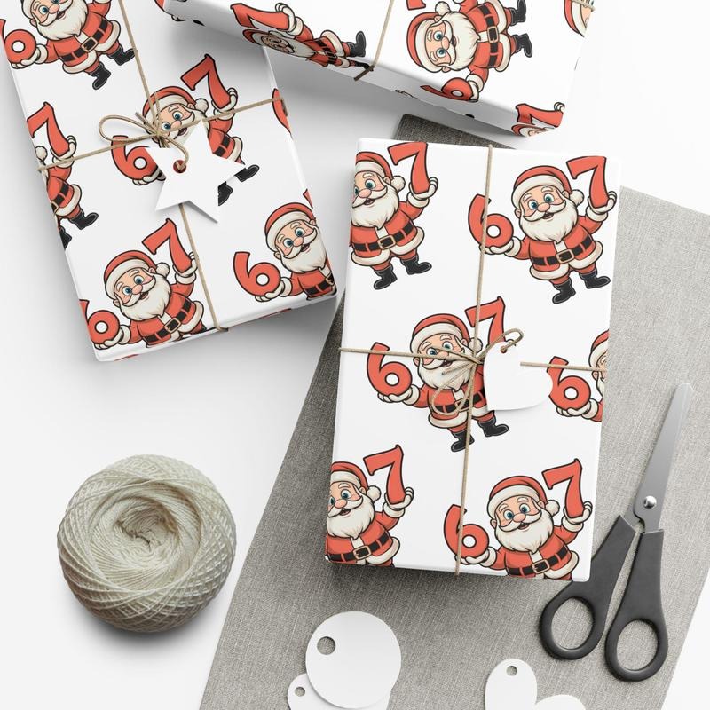 Funny Santa Six Seven Wrapping Paper - Hilarious Christmas Gift Wrap Paper, 6 7 Holiday Wrapping Paper, 6 7 Meme...