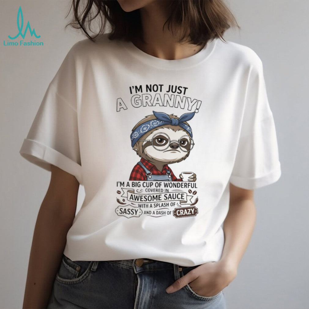 Funny Sloth Granny Covered In Awesome Sauce Grandma T Shirt