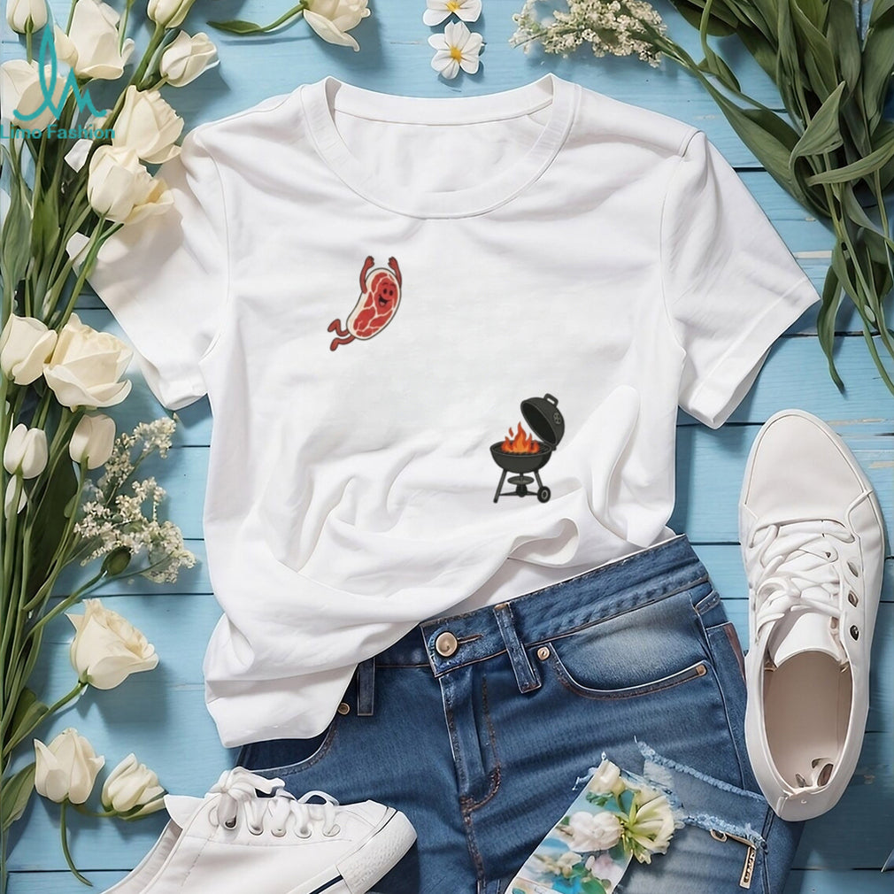 Funny Steak Jumping Into Grill Barbecue BBQ Lover Foodie T Shirt