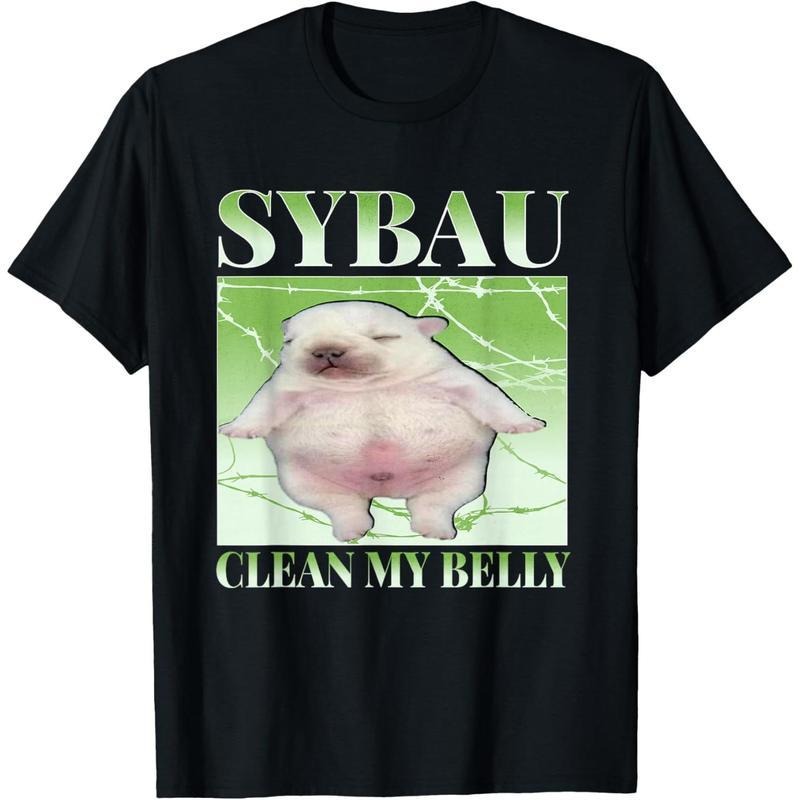 Funny pibble Meme wash My Belly Clean Brainrot T-Shirt Graphic Cotton Tee Casual Crewneck Tshirt Menswear Hoodie, Sweatshirt