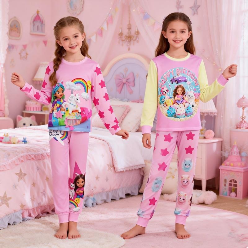 Gabby's Dollhouse Outfit for Teenagers Girls Cute Cartoon Print Long Sleeve Set Perfect Gift for Kids Comfortable...