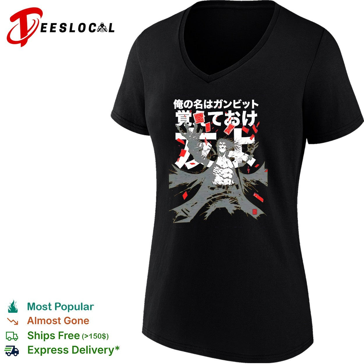 Gambit X Men throwing playing cards manga shirt