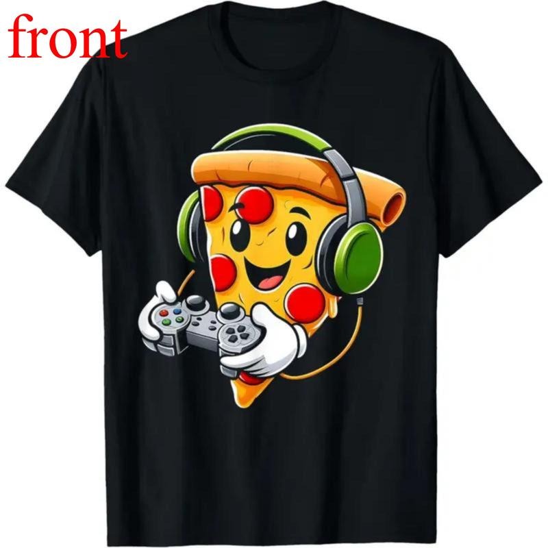 Gamer Pizza Graphic Tee - 100% Cotton, Casual Fit, Short Sleeve T-Shirt for Men & Women