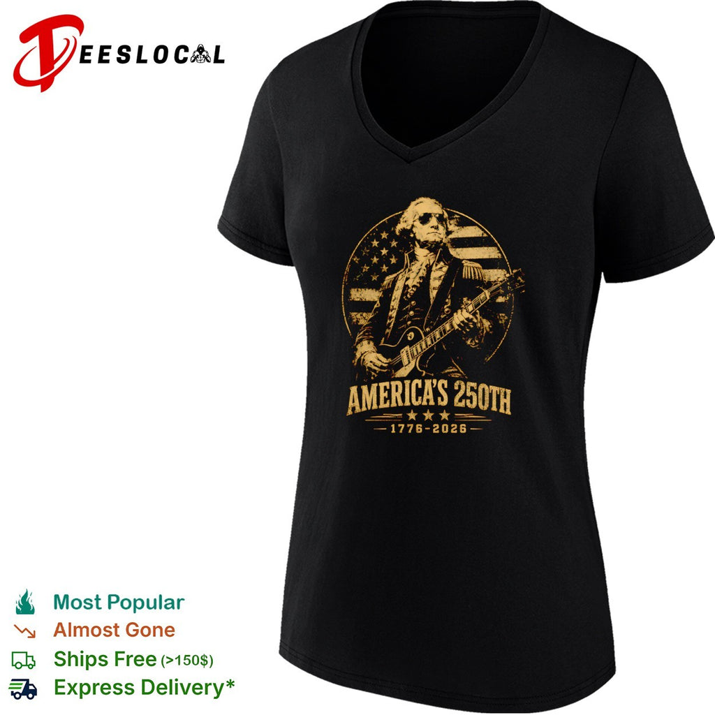 George Washington America’s 250th 1776 2026 rock and roll guitar shirt