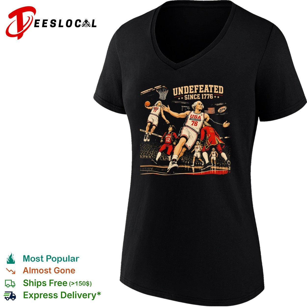 George Washington Undefeated Since 1776 USA Basketball Philadelphia 76 Shirt