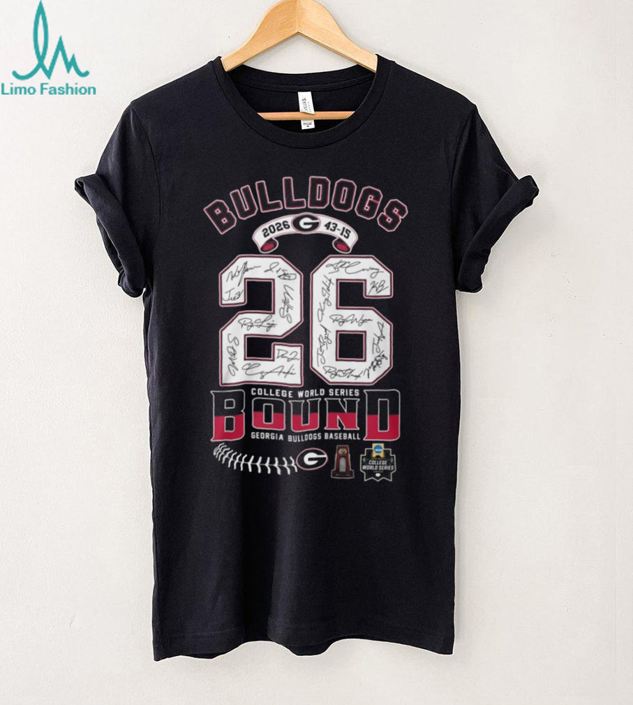 Georgia Bulldogs Baseball College World Series 2026 Bound Team Autograph Edition Shirt