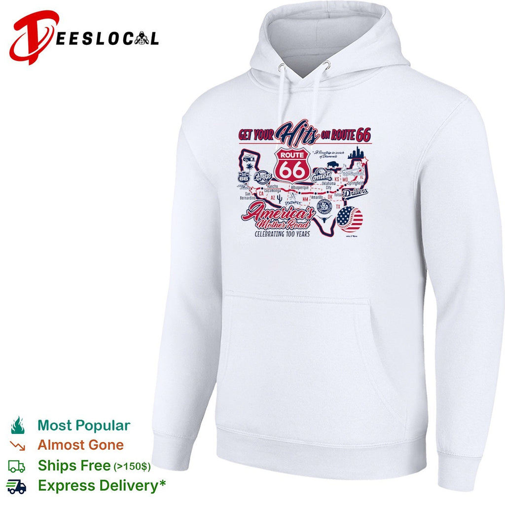 Get your Hits on Route 66 Americas Mother Road celebrating 100 years baseball shirt