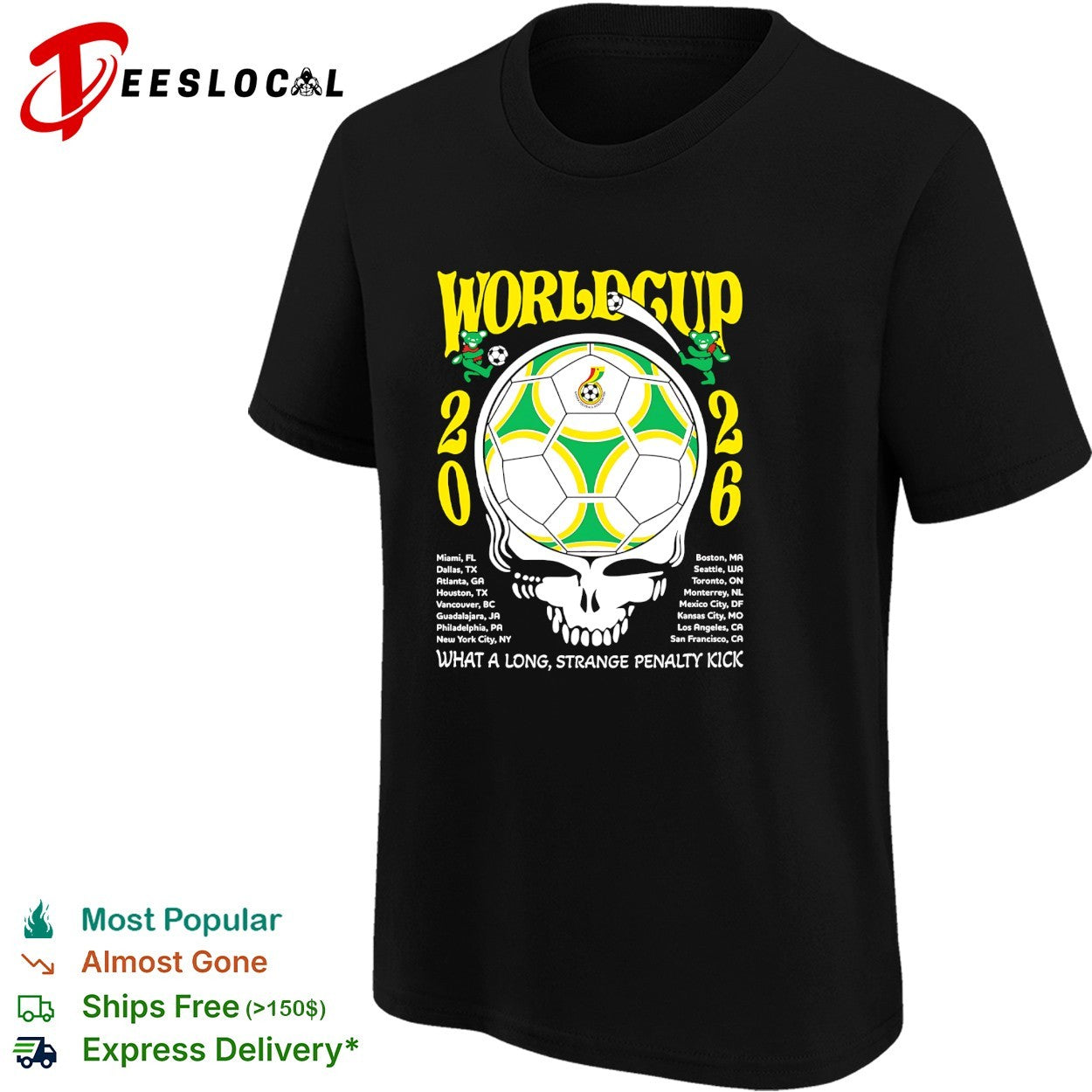 Ghana World Cup 2026 Grateful Dead steal your face what a long strange penalty kick shirt