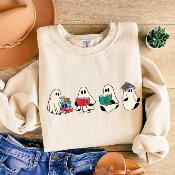 Ghost Book Reader Sweatshirt, Reading Tee Book lover gift Reading enthusiast book Shirt ghost reader Sweatshirt Hoodie