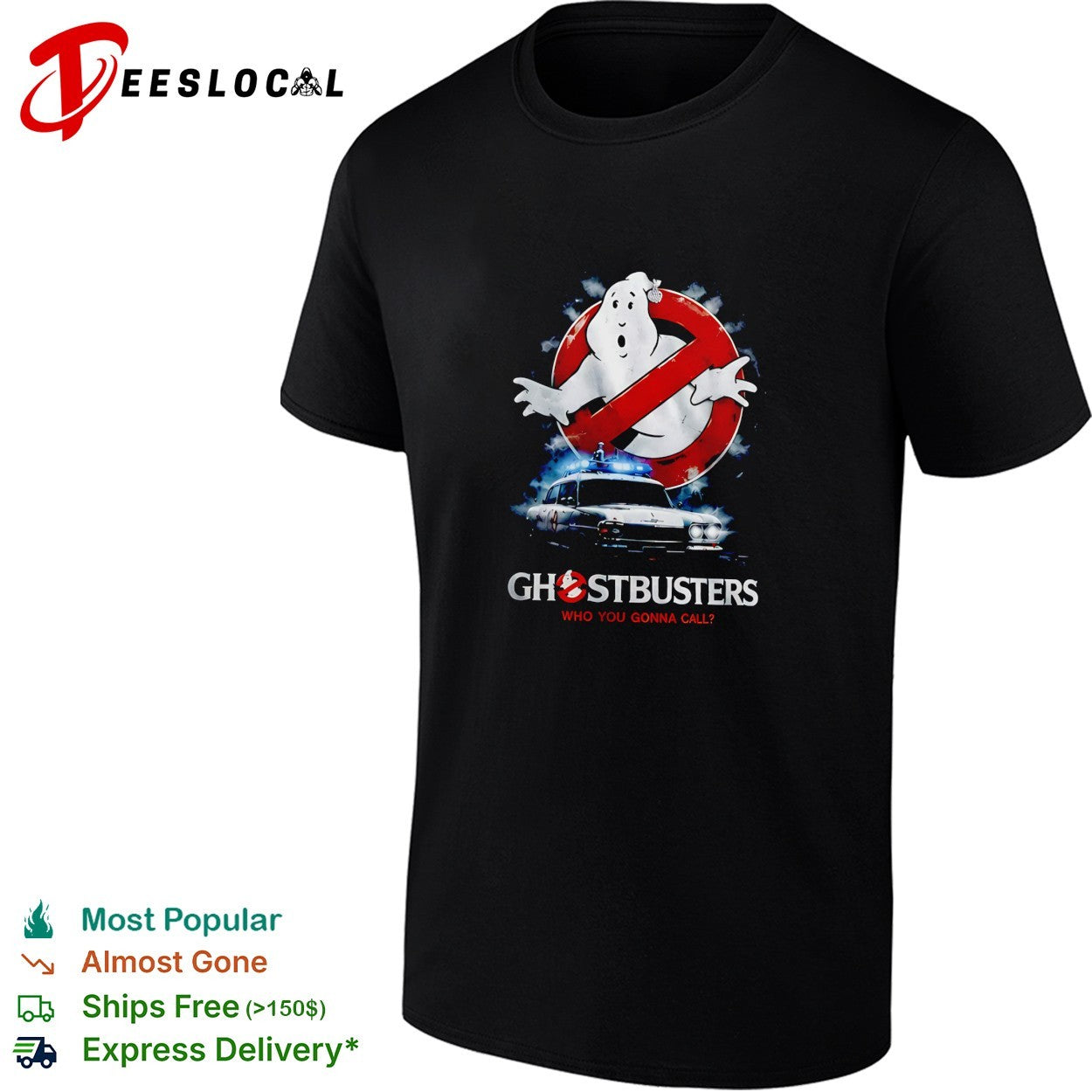 Ghostbusters who you gonna call classic logo Ecto 1 shirt