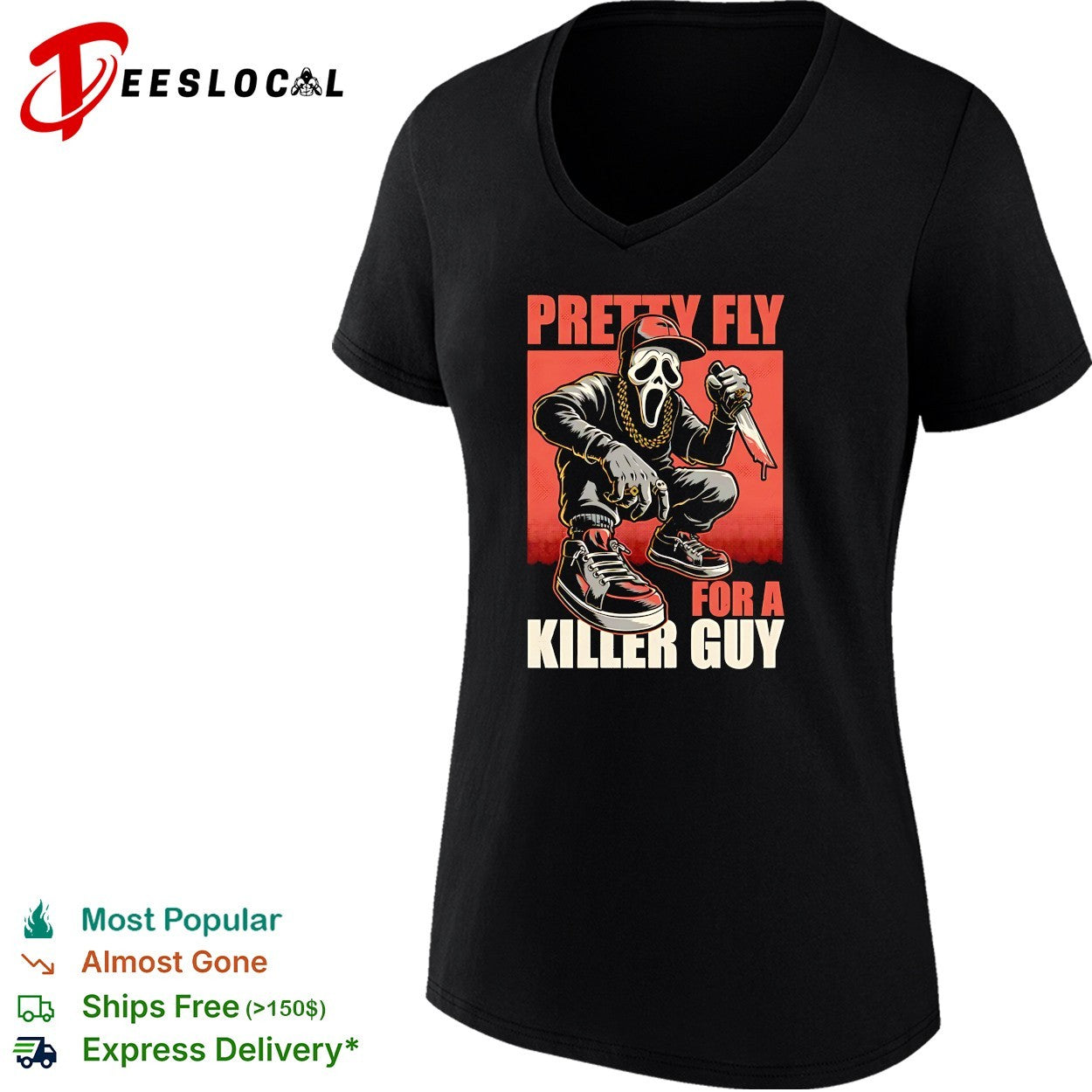Ghostface holding knight music Horror movie pretty fly for a killer guy shirt