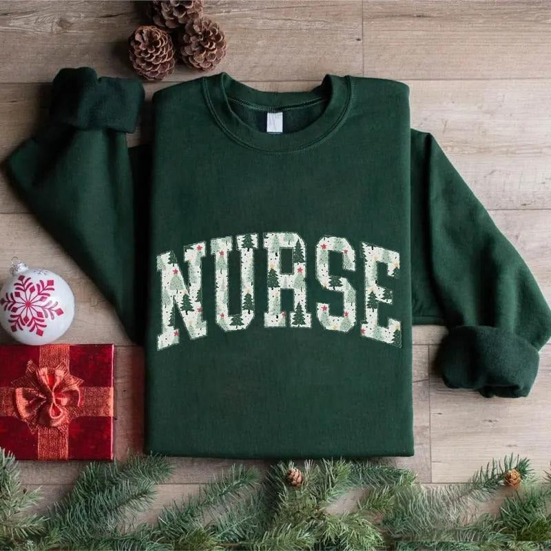 Gildan Nurse Christmas Sweatshirt, RN Christmas Crewneck, Funny Christmas Nursing Sweater, Holiday Nurse Sweatshirt, Cozy...