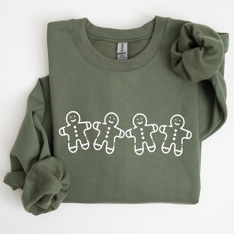 Gingerbread Men, Christmas, Cute, Classic, Traditional, Winter, Santa Sweatshirt, Crew Neck, Women's, Crewneck T-Shirts,...