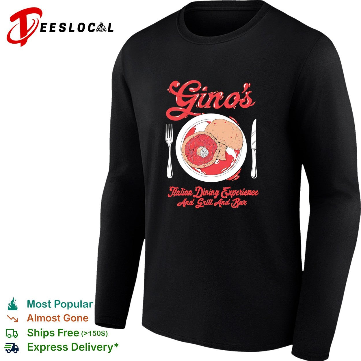 Gino’s Italian dining grill and bar food plate shirt