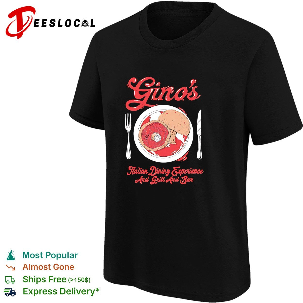 Gino’s Italian dining grill and bar food plate shirt