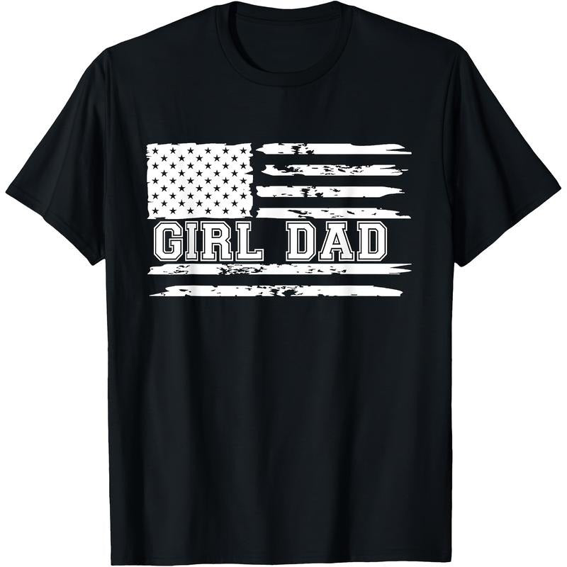 Girl Dad" Graphic T-Shirt - 100% Cotton Short Sleeve Tee, Regular Fit, Knit Fabric, Machine Washable
