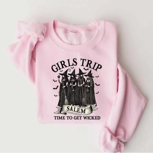 Girls Trip Salem Sweatshirt, Retro Halloween TShirt, Salem Massachusetts Sweatshirt & Shirt Hoodie | PodTeesHub.com
