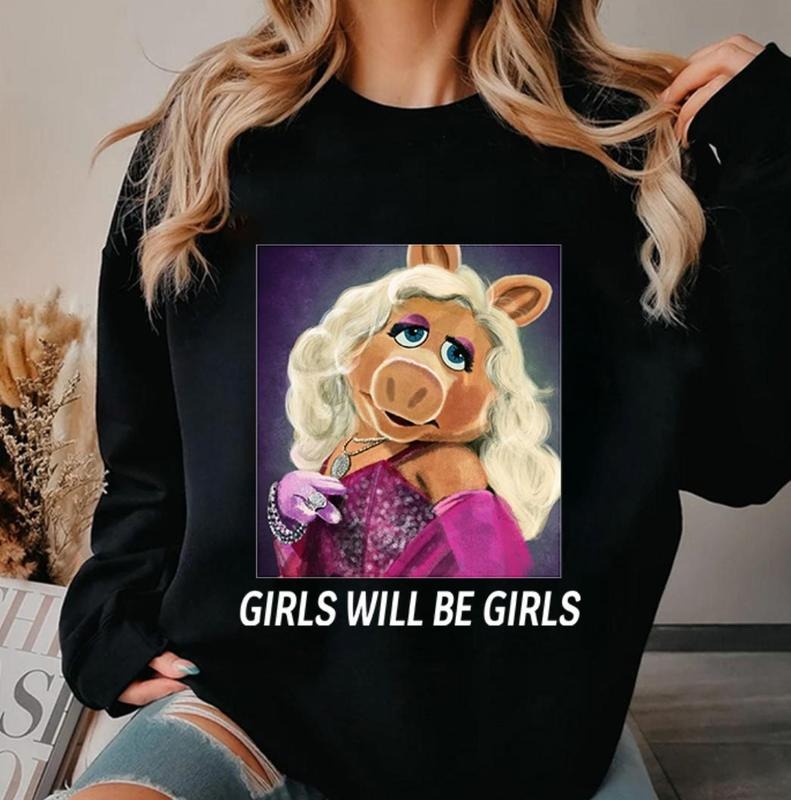 Girls will be girls Shirt Piggy Quiet Piggy Graphic Tee Unisex Funny Pop Culture Shirt Casual 100% Soft Cotton Tee...