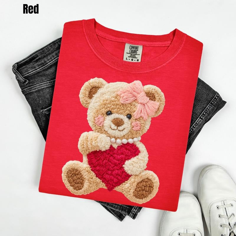 Girly Teddy Bear & Heart Comfort Colors T-Shirt 'CMNLB' Hoodie, Sweatshirt | PodTeesHub.com