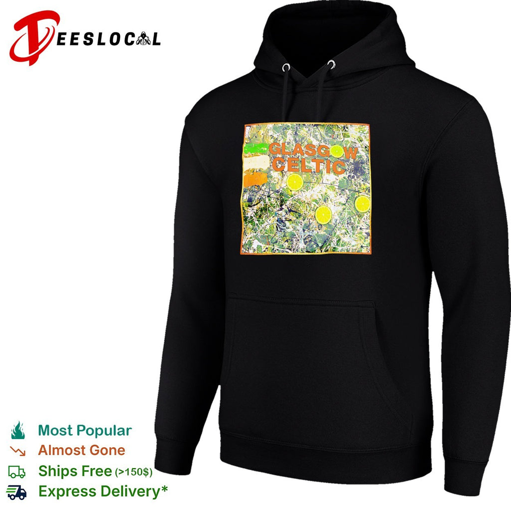 Glasgow Celtic Abstract Pollock Style Lime shirt