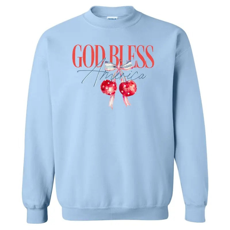 God Bless America Coquette Sweatshirt T-Shirts, Hoodie | PodTeesHub.com