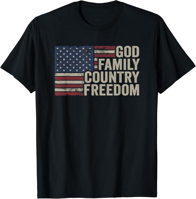 God Family Country Freedom - 4th July USA Flag Christian T-Shirt Hoodie, Sweatshirt | PodTeesHub.com