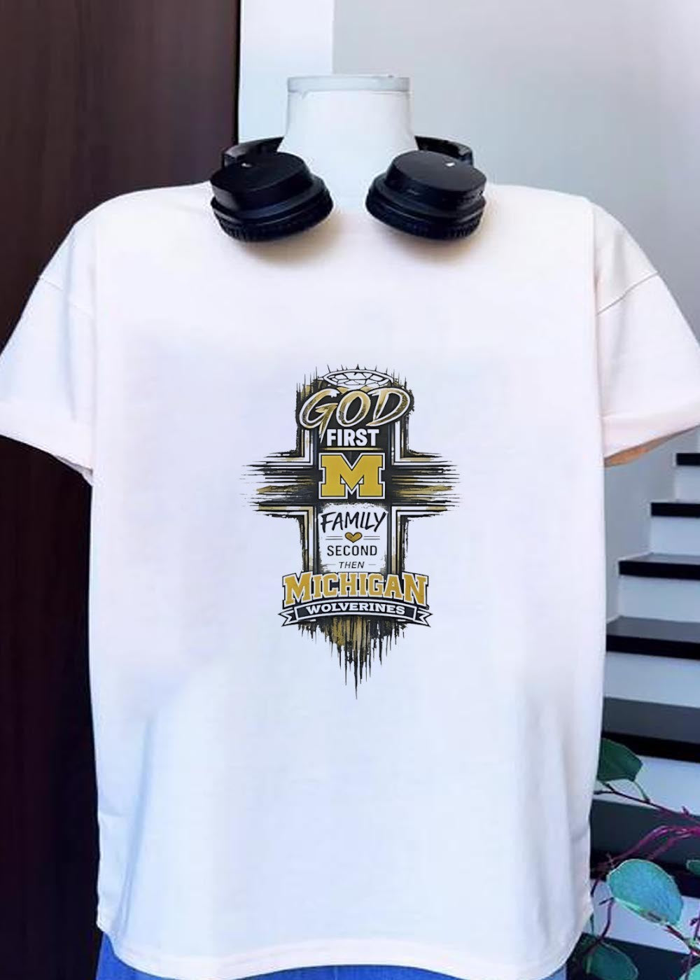 God First M Family Second Then Michigan Wolverines T-Shirt