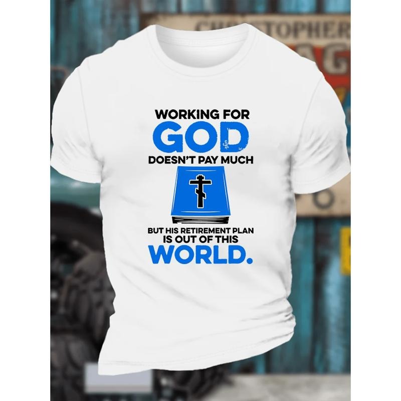 God World Print Crew Neck Mens Summer T Shirt Comfortable Short Sleeve Sports Wear Fashionable And Versatile White...